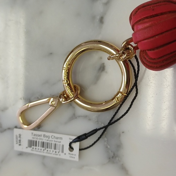 Vera Bradley Loop Keychain Sunset Canyon Tassel Bag Charm Genuine Leather NWT - Picture 13 of 17